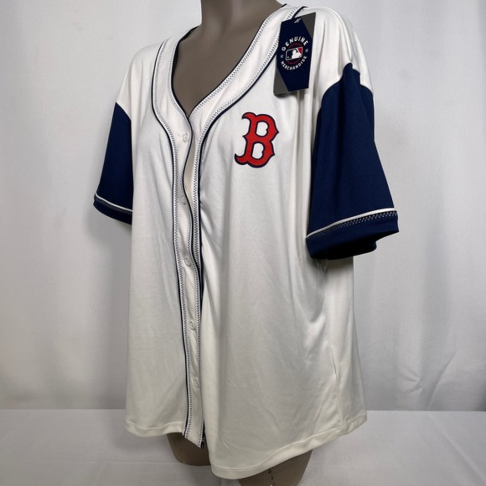 Boston Red Sox MLB Majestic White Throwback Fashion Jersey Women's 2XL NWT